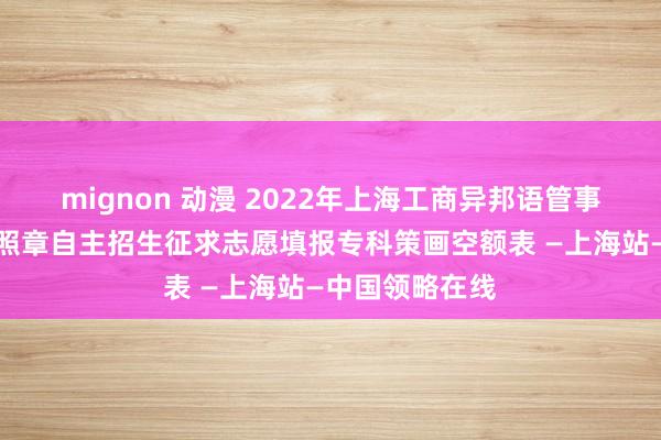mignon 动漫 2022年上海工商异邦语管事学院专科档次照章自主招生征求志愿填报专科策画空额表 —上海站—中国领略在线